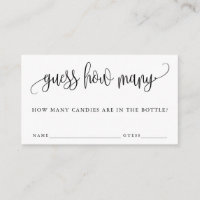 Modern Calligraphy Guess How Many Game Card