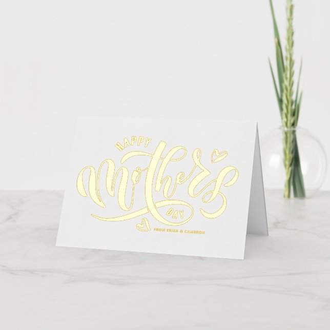 Modern Calligraphy Happy Mother's Day Foil Holiday Card (Front)