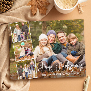 Modern Calligraphy Happy Thanksgiving 4 Photo Postcard