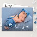 Modern Calligraphy Heart Baby Photo Thank You Postcard<br><div class="desc">Modern Minimalist Simple Calligraphy Script Heart New Baby Photo Thank You Postcard</div>
