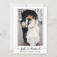 Modern Calligraphy Heart Photo Just Married