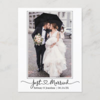 Modern Calligraphy Heart Photo Just Married