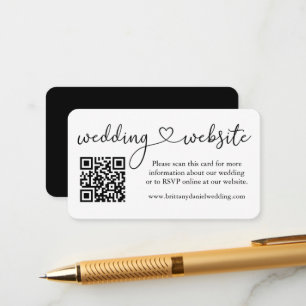Modern Calligraphy Heart QR Wedding Website Enclosure Card
