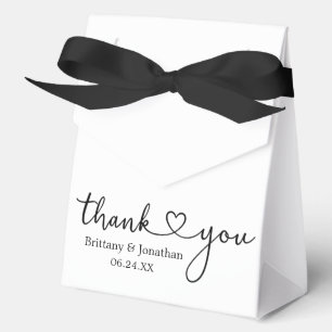 Modern Calligraphy Heart Wedding Thank You Bow Favor Box