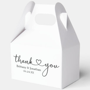Modern Calligraphy Heart Wedding Thank You Gable Favor Box