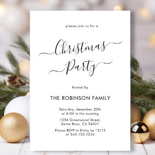 Modern  Calligraphy Holiday Christmas Party Invitation