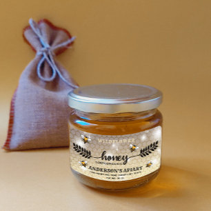 Modern calligraphy honey branch  jar label