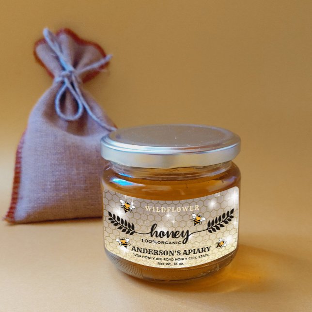 Modern calligraphy honey branch  jar label (Creator Uploaded)