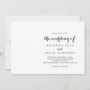 Modern Calligraphy Horizontal Wedding Invitation
