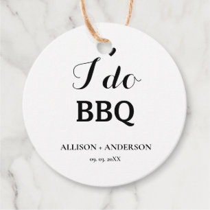 Modern calligraphy i do bbq bridal shower favour tags