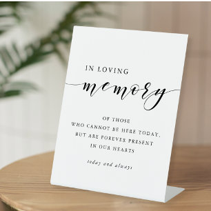 Modern Calligraphy In Loving Memory Wedding Table Pedestal Sign