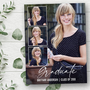 Modern Calligraphy Ink 4 Photo Graduation Postcard