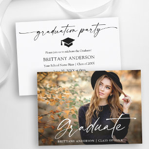 Modern Calligraphy Ink Graduation Party Invitation