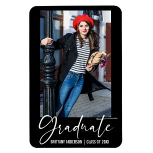 Modern Calligraphy Ink Pen Graduation Announcement Magnet