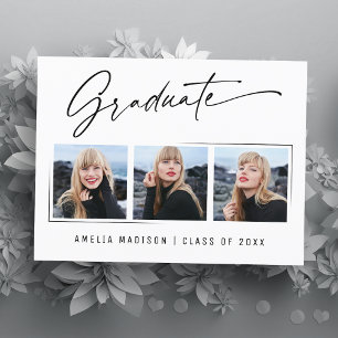 Modern Calligraphy Ink Script Artful Grad 3 Photo Postcard