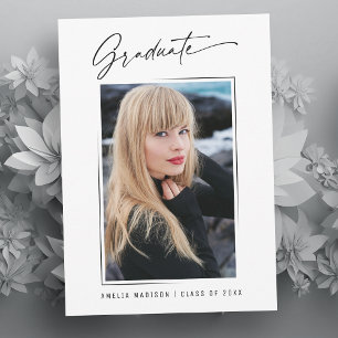 Modern Calligraphy Ink Script Graduate Photo Announcement