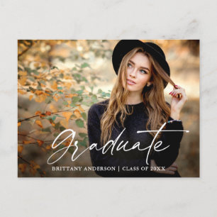 Modern Calligraphy Ink Script Photo Graduation Postcard