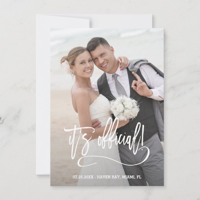 Modern Calligraphy It's official Wedding Announcement (Front)