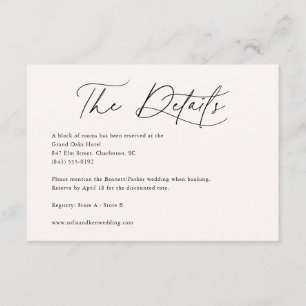Modern Calligraphy Ivory Wedding Details Enclosure Card