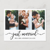 Modern Calligraphy Just Married Wedding 3 Photo