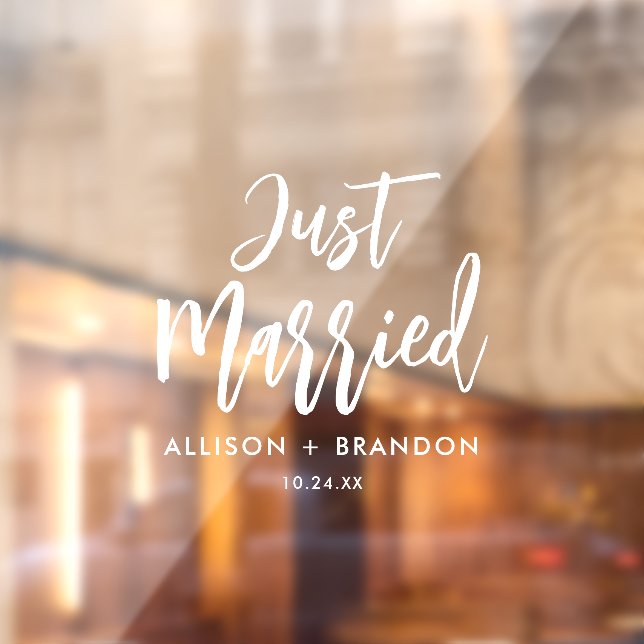 Modern Calligraphy Just Married Wedding Car Window Cling (Sheet 2)