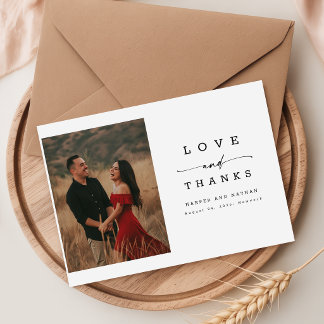 Modern Calligraphy Lettering Wedding Photo Thank You Card