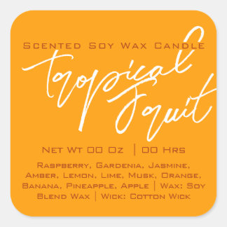 Modern Calligraphy Lettering Yellow Orange Candle Square Sticker