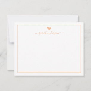 Modern Calligraphy Light Peach Heart Personalize Card