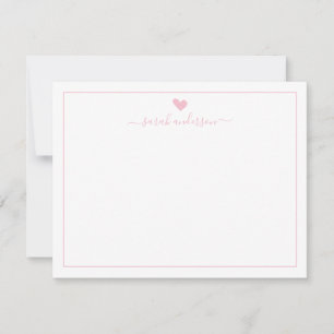 Modern Calligraphy Light Pink Heart Personalized Card