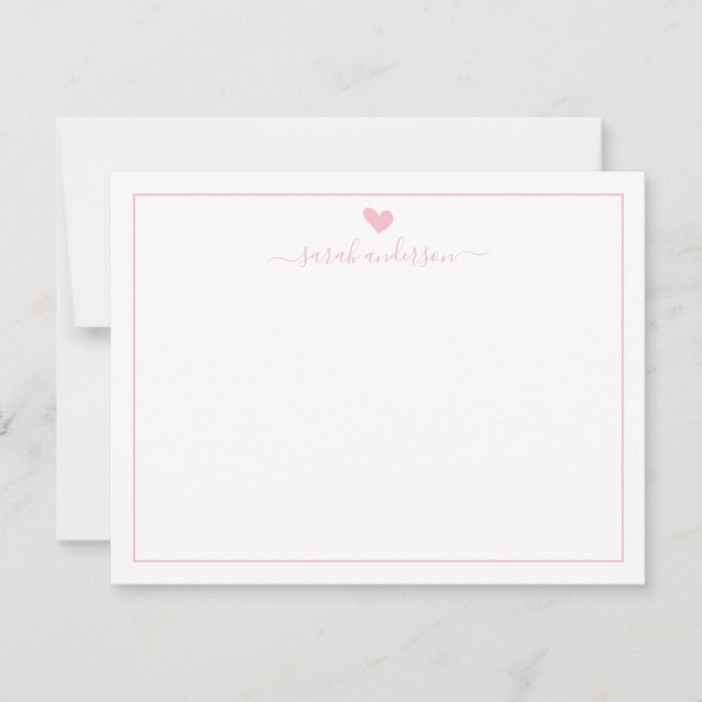 Modern Calligraphy Light Pink Heart Personalized Card (Front)