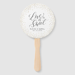 Modern calligraphy "Love is Sweet" personalized Hand Fan