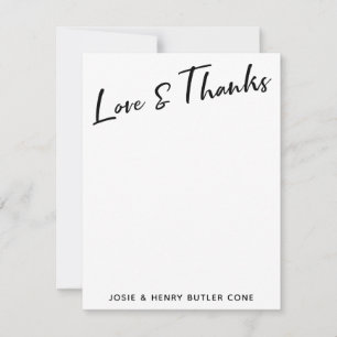 Modern Calligraphy Love & Thanks Gold Striped Back Save The Date
