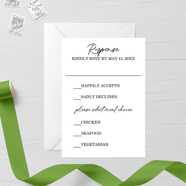 Modern Calligraphy Magnolia Wedding RSVP Card (Creator Uploaded)