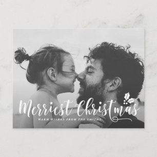 Modern Calligraphy Merriest Christmas Holiday Postcard
