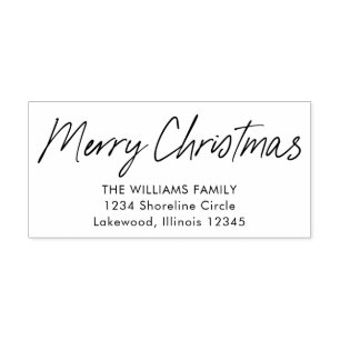 Modern Calligraphy Merry Christmas Return Address Self-inking Stamp