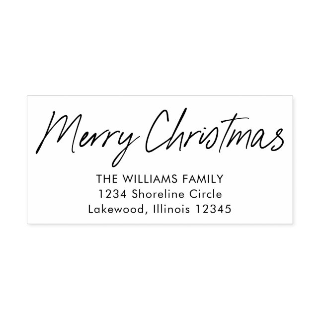 Modern Calligraphy Merry Christmas Return Address Self-inking Stamp (Design)