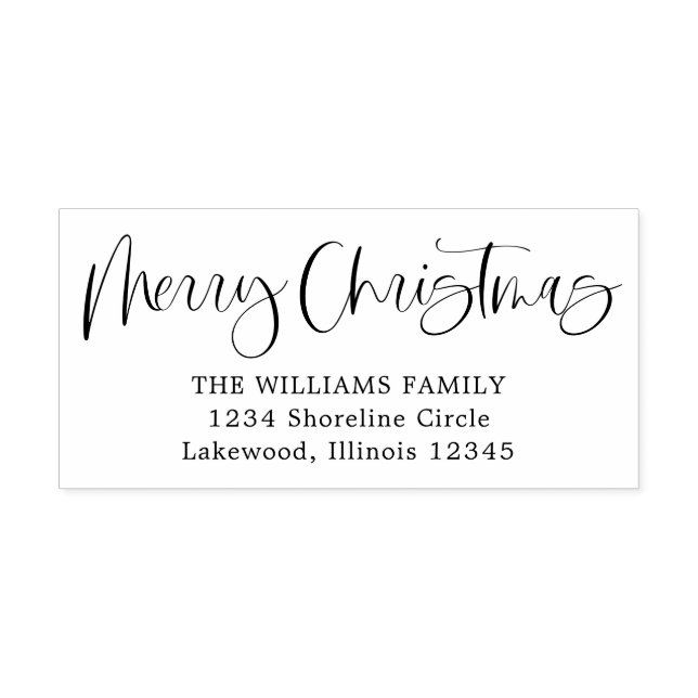 Modern Calligraphy Merry Christmas Return Address Self-inking Stamp (Design)