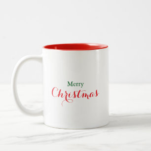 Modern Calligraphy Merry Christmas Two-Tone Coffee Mug