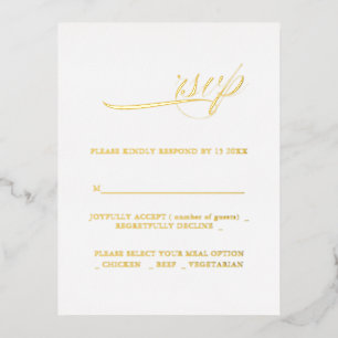 Modern Calligraphy Minimalisrt Wedding RSVP Foil Invitation Postcard