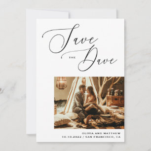 Modern Calligraphy   Minimalist Photo Wedding Save The Date