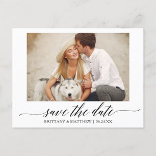 Modern Calligraphy Minimalist Save The Date Photo Postcard