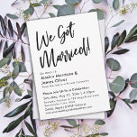 Modern Calligraphy Minimalist We Got Married! Invitation<br><div class="desc">In this simple design, the phrase "We Got Married!" was rendered in a handwritten script font and added as a graphic image file. All other text is editable and uses a versatile, serif font you can edit as you like. The back features "Mr & Mrs" in the same modern font;...</div>