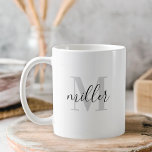 Modern Calligraphy Monogram Coffee Mug<br><div class="desc">Custom-designed coffee mug featuring modern black and white calligraphy monogram design.</div>