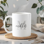 Modern Calligraphy Monogram Coffee Mug<br><div class="desc">Custom-designed coffee mug featuring modern black and white calligraphy monogram design.</div>