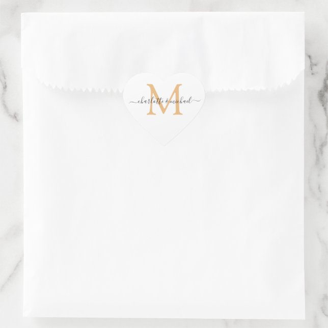  Modern Calligraphy Monogram  Heart Sticker (Bag)