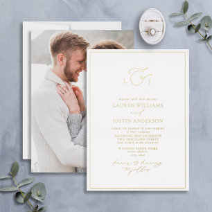 Modern Calligraphy Monogram Photo Gold