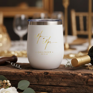 Modern Calligraphy Mr & Mrs Gold ID1025