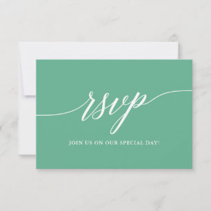 Modern Calligraphy Neo Mint Wedding RSVP Card
