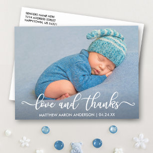 Modern Calligraphy New Baby Love and Thanks Postcard