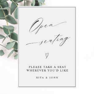 Modern Calligraphy Open Seating Wedding Sign